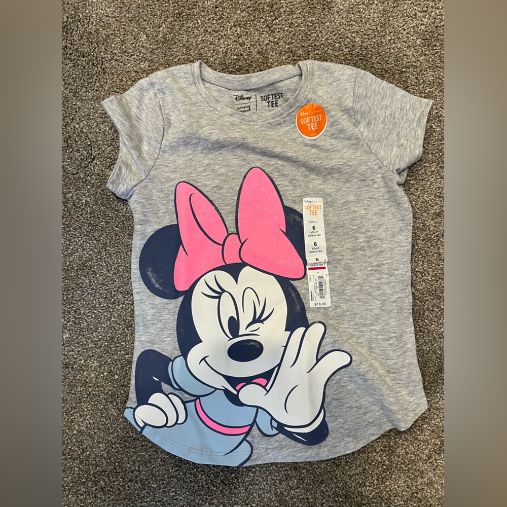 Adorable Jumping beans/Kohl’s girl’s gray Minnie Mouse t-short. Size 6.  NWT